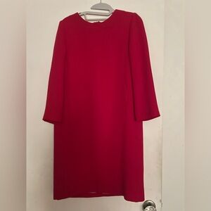 Massimo Dutti Red Sheath Dress with Bateau Neckline